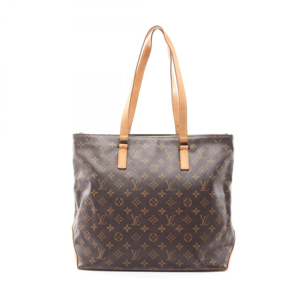 Louis Vuitton Cabas Mezzo Monogram Tote Bag Canvas Leather Brown